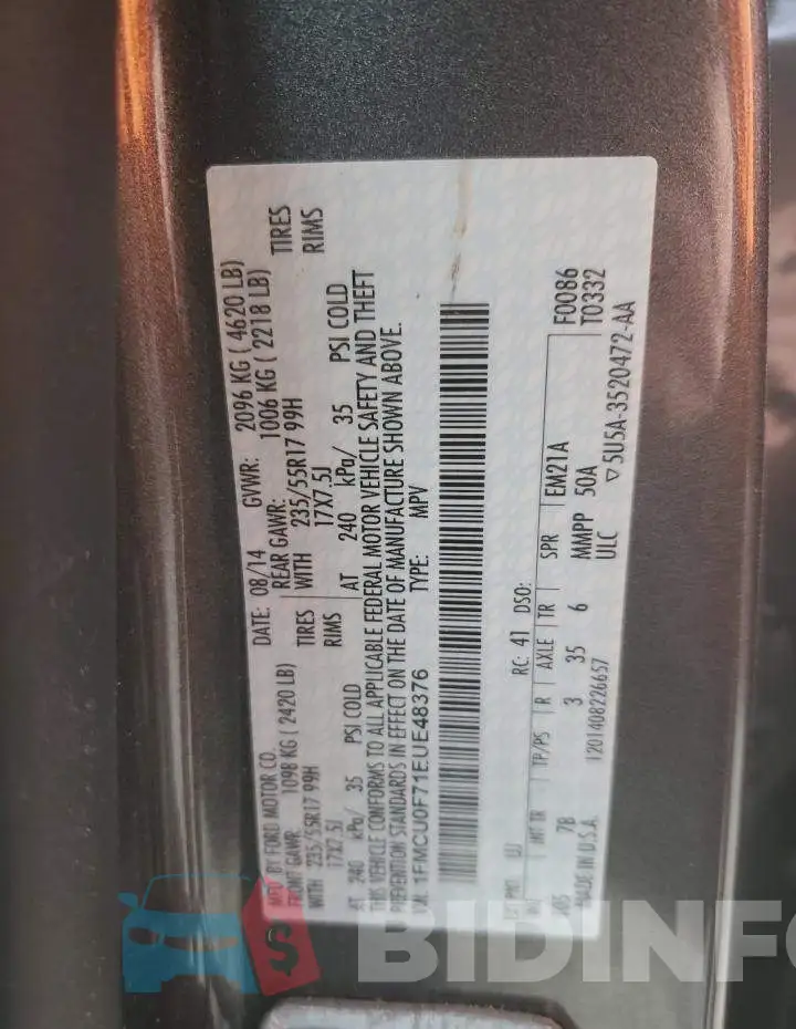1FMCU0F71EUE48376 Photo# 12