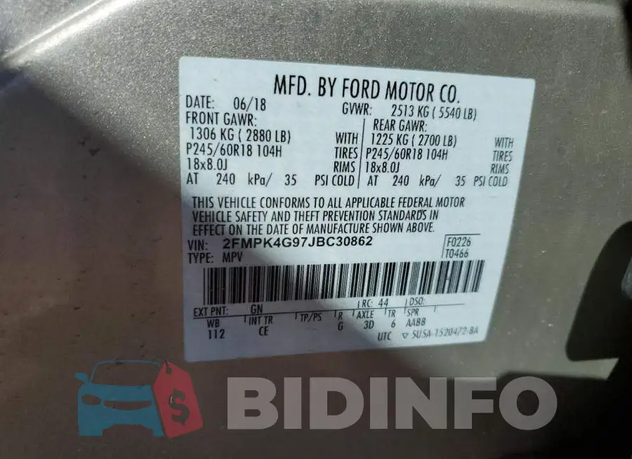 2FMPK4G97JBC30862 Photo# 14
