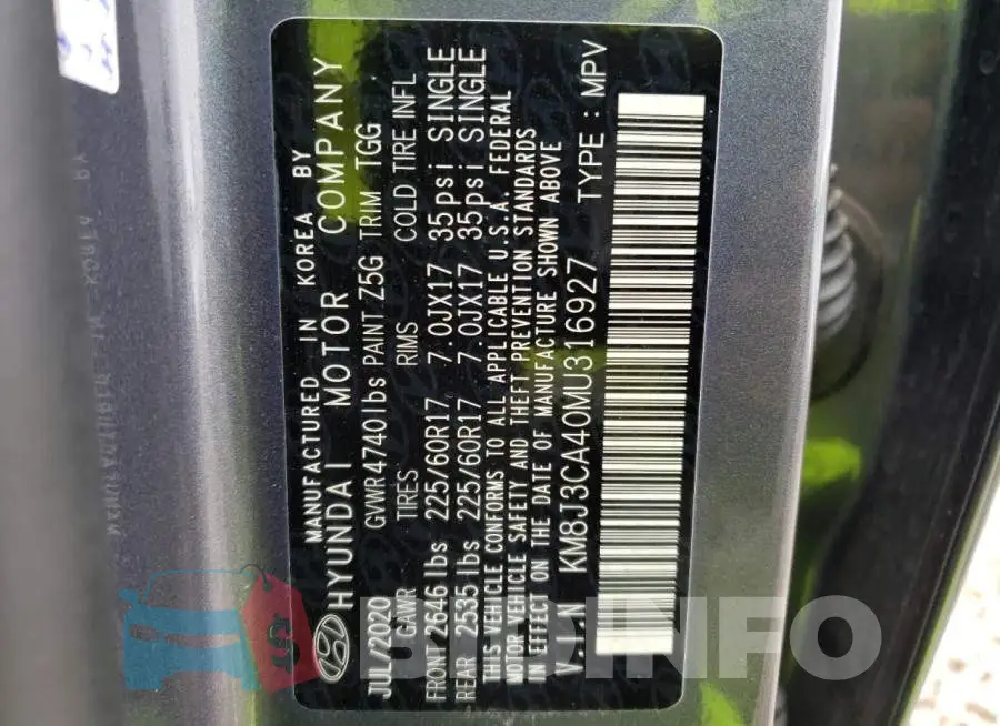 KM8J3CA40MU316927 Photo# 13