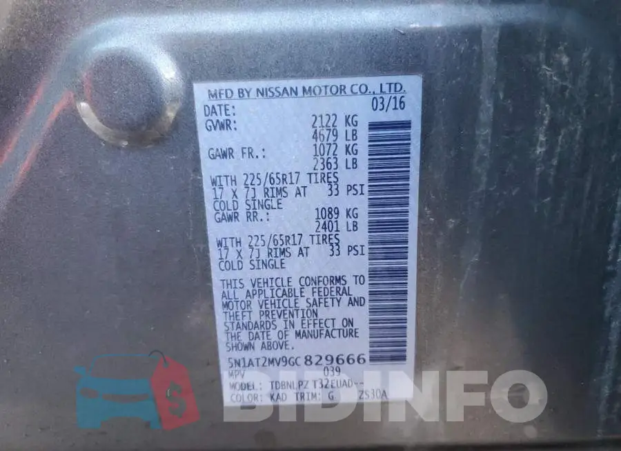5N1AT2MV9GC829666 Photo# 13