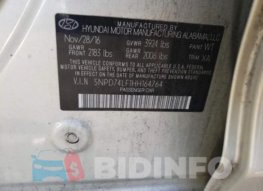 5NPD74LF1HH164764 Photo# 13