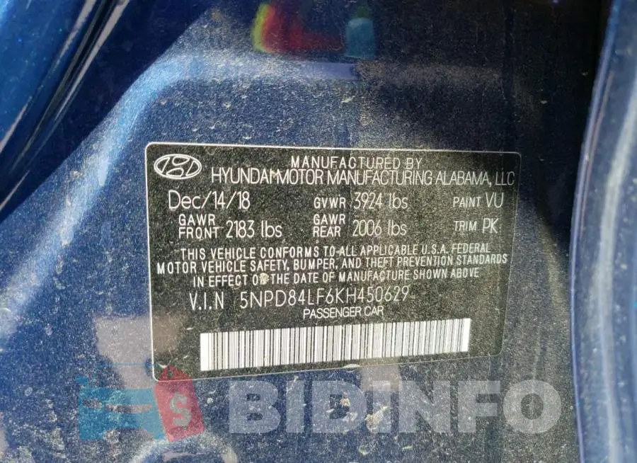 5NPD84LF6KH450629 Photo# 12