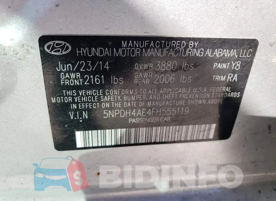 5NPDH4AE4FH555119 Photo# 12