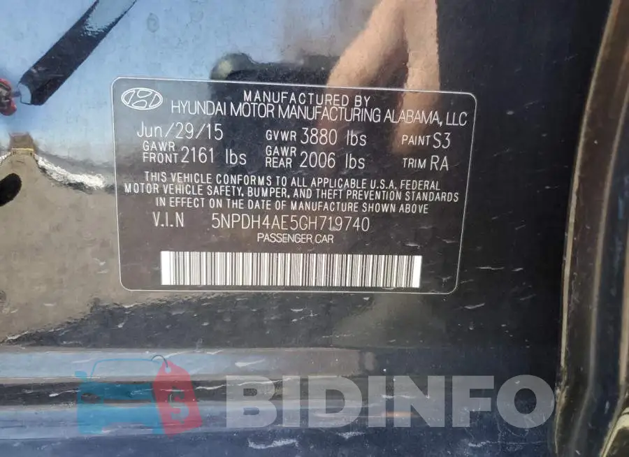 5NPDH4AE5GH719740 Photo# 12