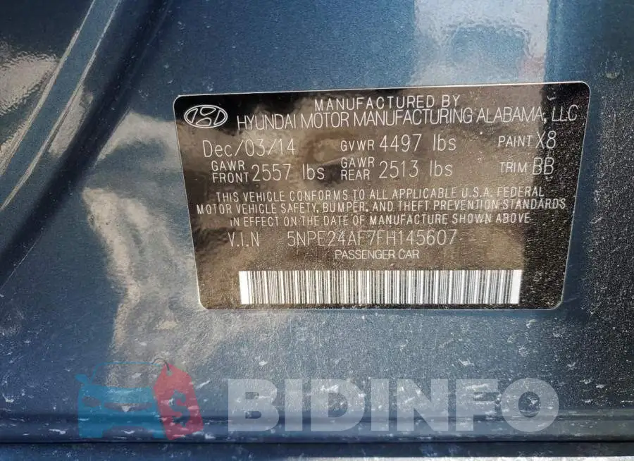 5NPE24AF7FH145607 Photo# 12