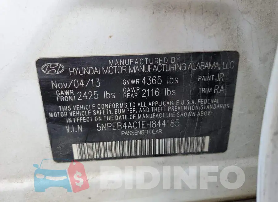 5NPEB4AC1EH844185 Photo# 12