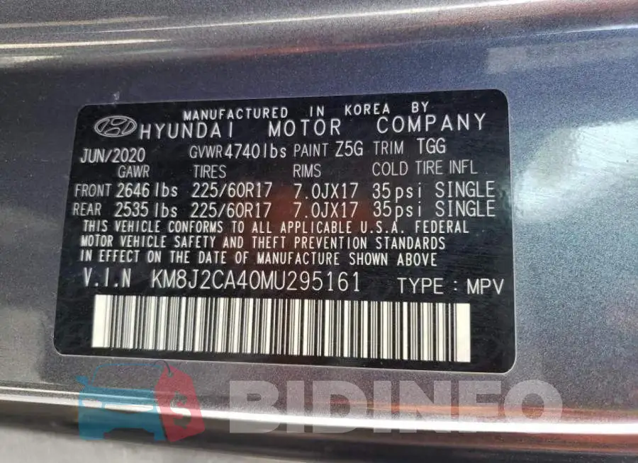 KM8J2CA40MU295161 Photo# 14