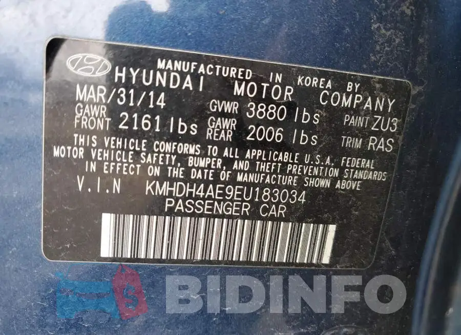 KMHDH4AE9EU183034 Photo# 12