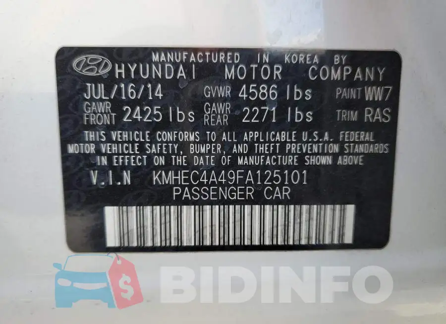 KMHEC4A49FA125101 Photo# 13