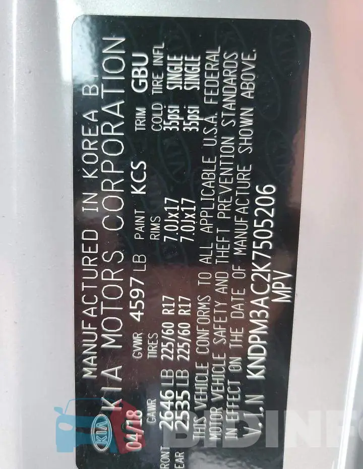 KNDPM3AC2K7505206 Photo# 12
