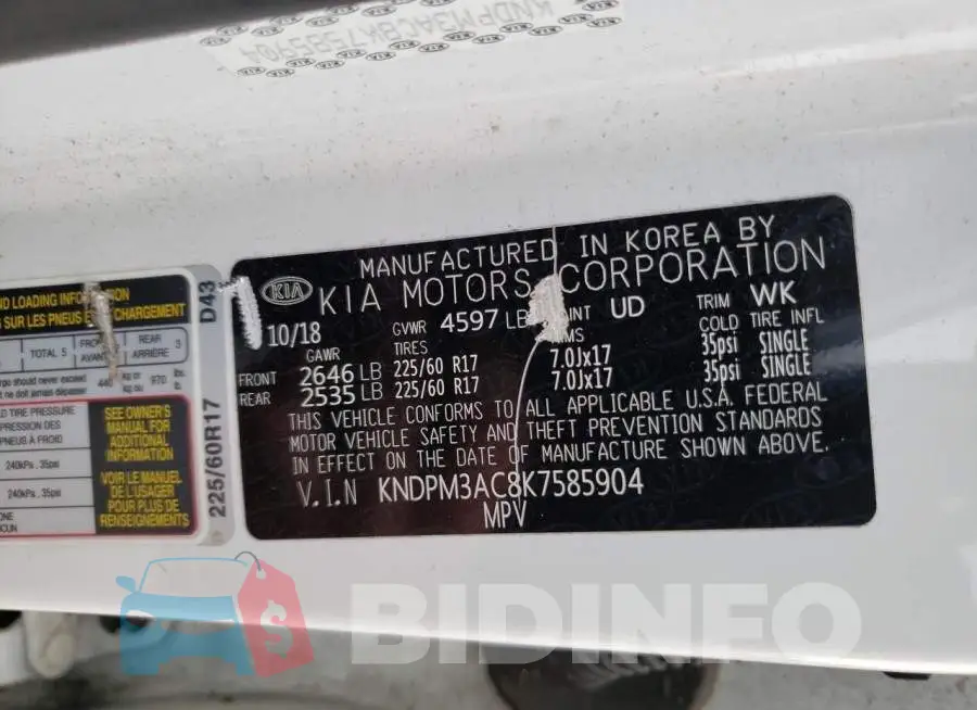 KNDPM3AC8K7585904 Photo# 13