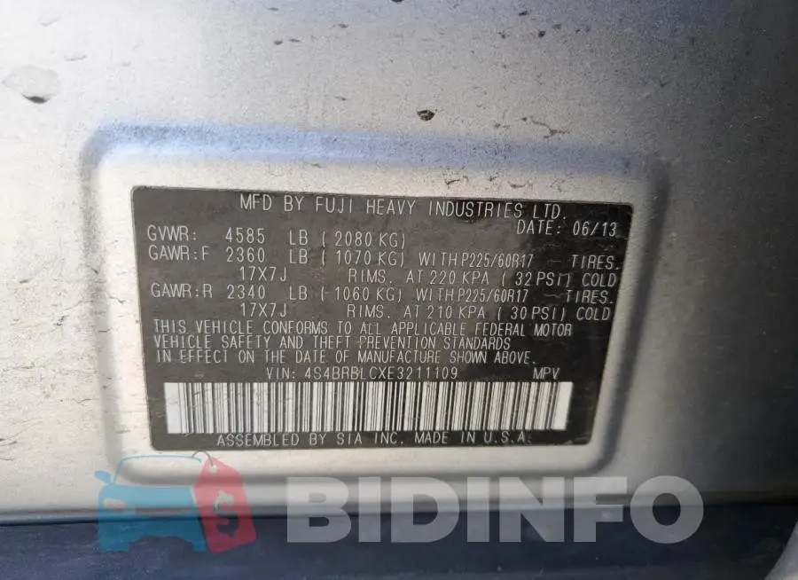 4S4BRBLCXE3211109 Photo# 13