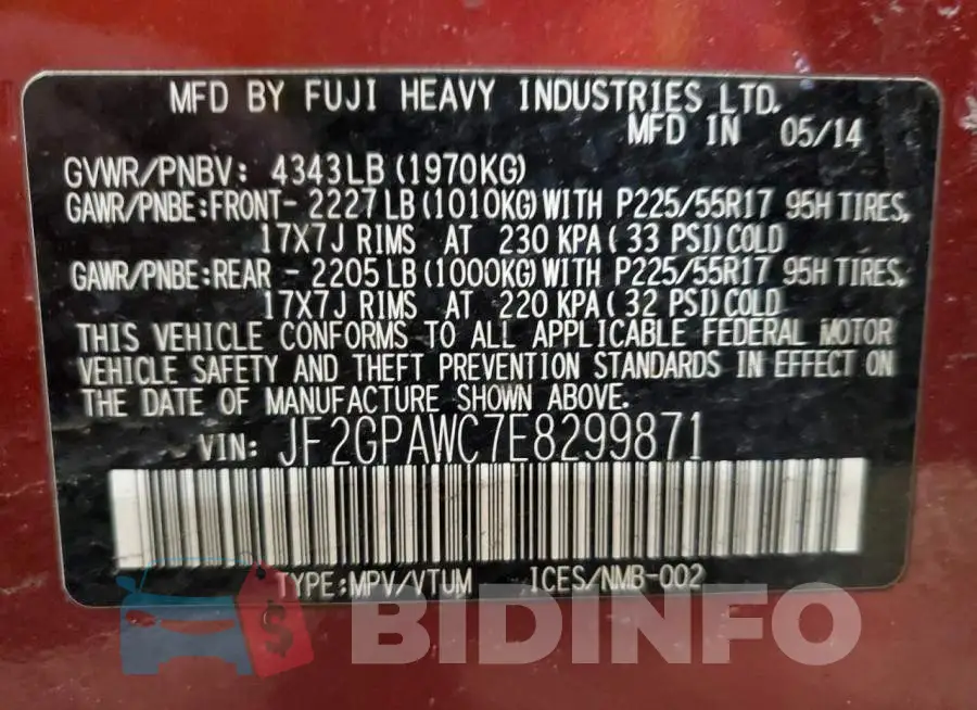 JF2GPAWC7E8299871 Photo# 13