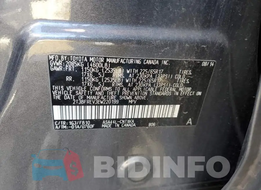 2T3BFREV3EW220199 Photo# 12