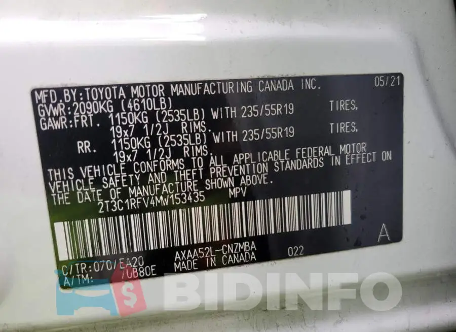 2T3C1RFV4MW153435 Photo# 14