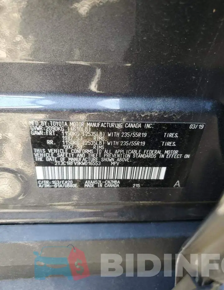 2T3C1RFV9KW016553 Photo# 13