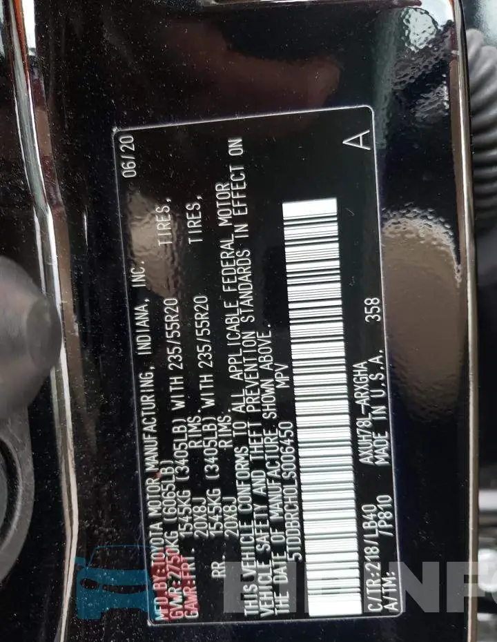 5TDDBRCH0LS006450 Photo# 14