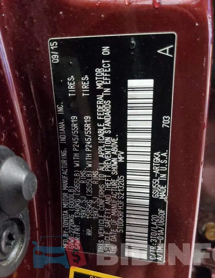 5TDDKRFH3FS213205 Photo# 13