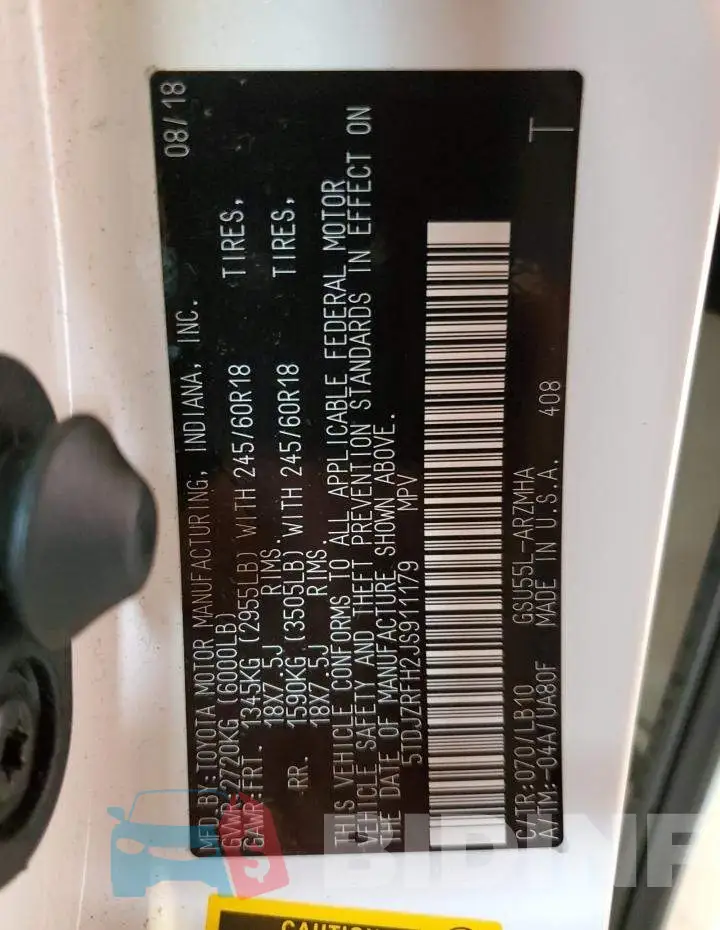 5TDJZRFH2JS911179 Photo# 12