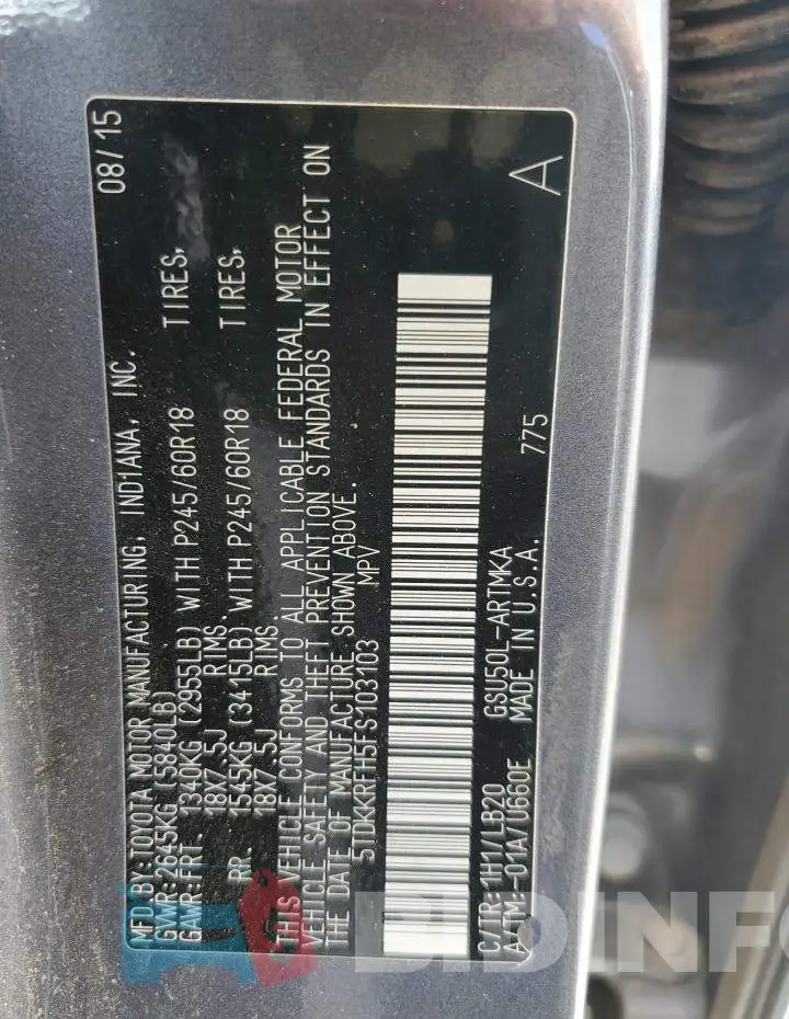 5TDKKRFH5FS103103 Photo# 13