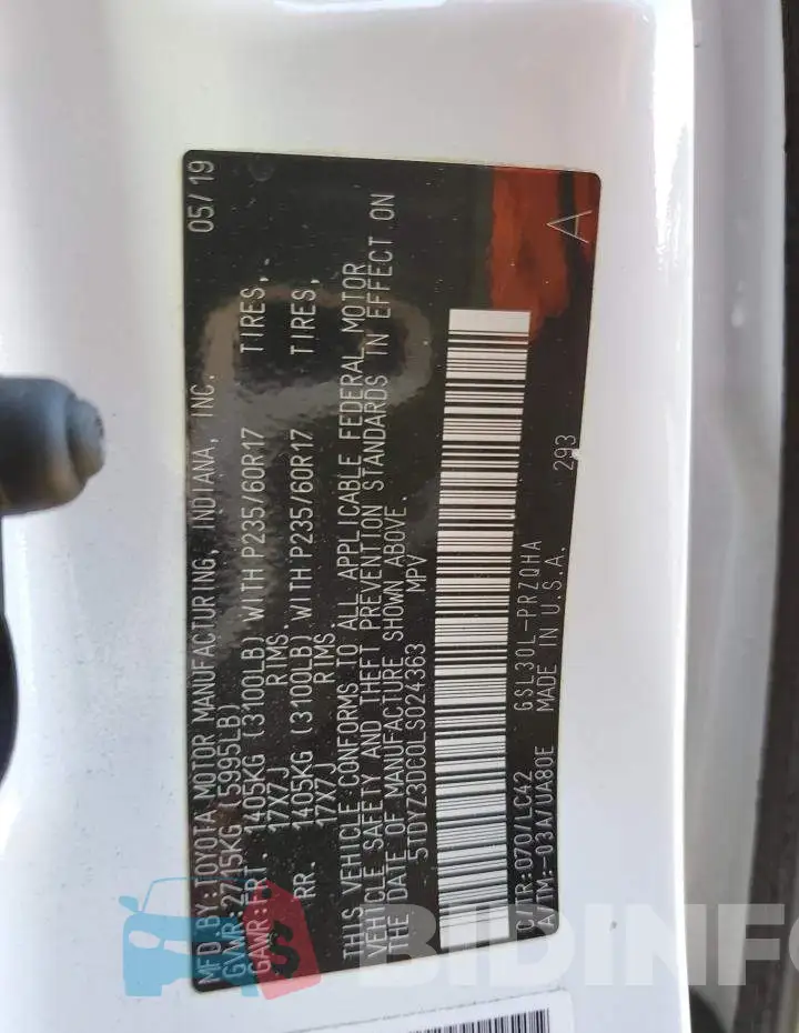5TDYZ3DC0LS024363 Photo# 14