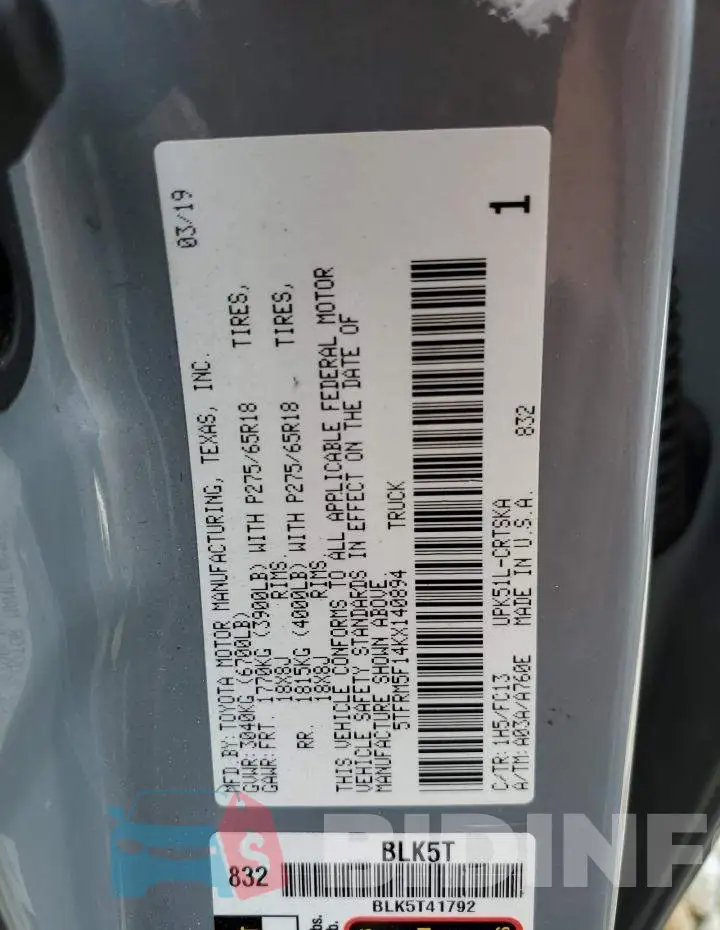 5TFRM5F14KX140894 Photo# 10