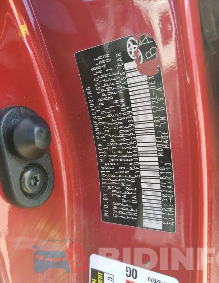 5YFBURHE5GP399991 Photo# 13