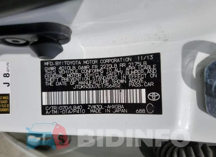 JTDKN3DU7E1756452 Photo# 12