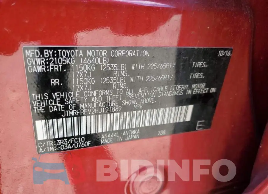 JTMRFREV2HJ121889 Photo# 13
