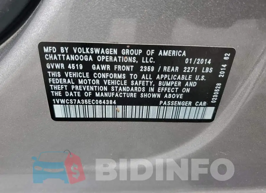 1VWCS7A35EC064384 Photo# 12