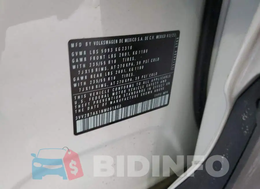 3VV2B7AX1NM091860 Photo# 14