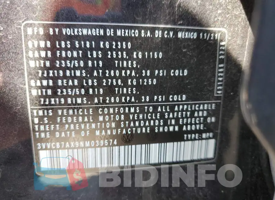 3VVCB7AX9NM039574 Photo# 12
