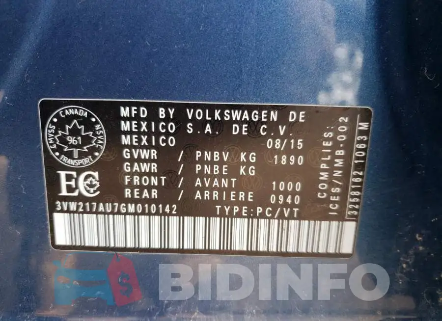 3VW217AU7GM010142 Photo# 13