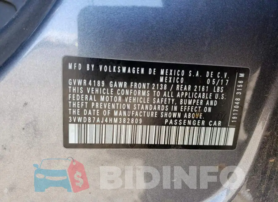 3VWDB7AJ4HM382809 Photo# 12