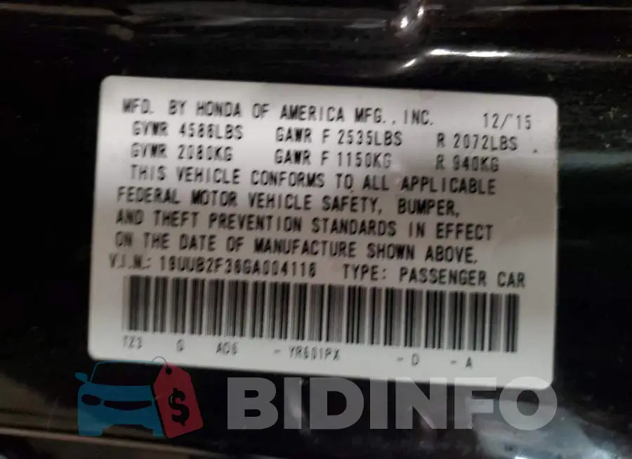 19UUB2F36GA004116 Photo# 12