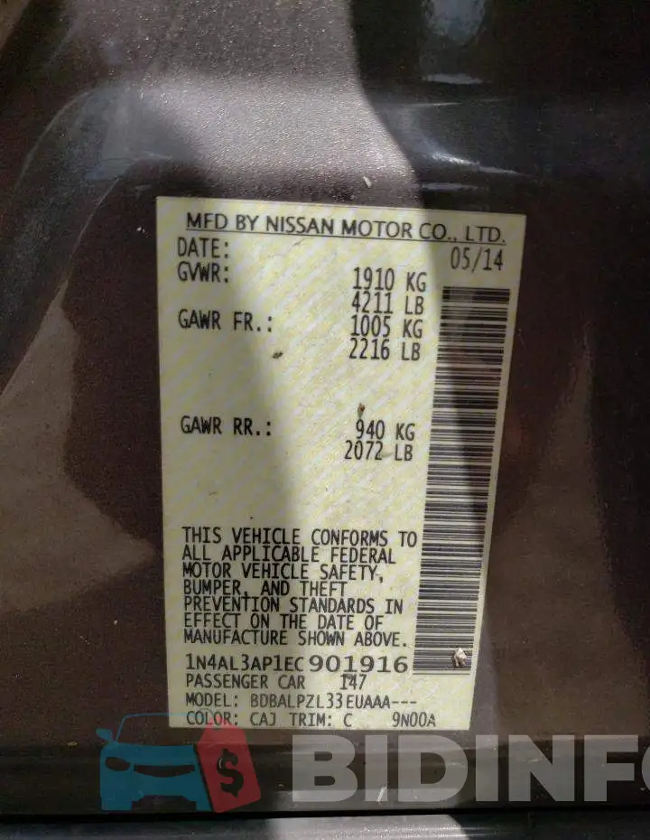 1N4AL3AP1EC901916 Photo# 12