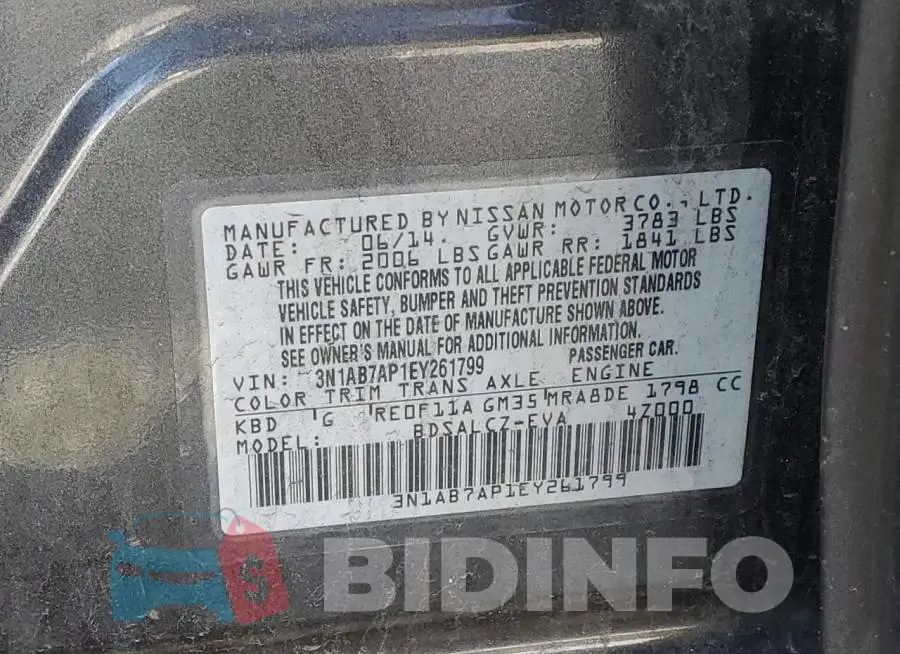 3N1AB7AP1EY261799 Photo# 12