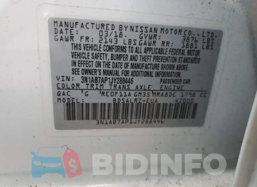 3N1AB7AP1JY288446 Photo# 13