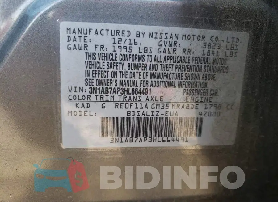 3N1AB7AP3HL664491 Photo# 12