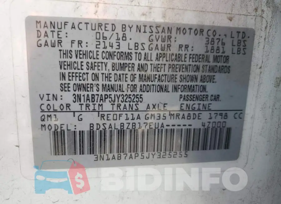 3N1AB7AP5JY325255 Photo# 13