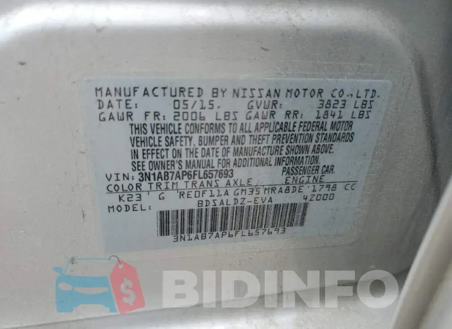 3N1AB7AP6FL657693 Photo# 12