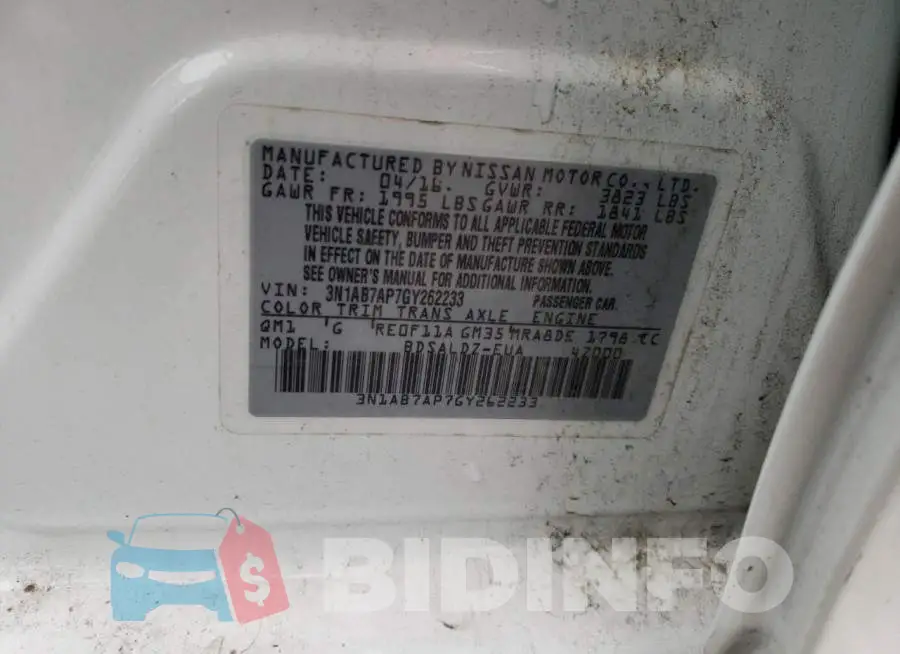 3N1AB7AP7GY262233 Photo# 12