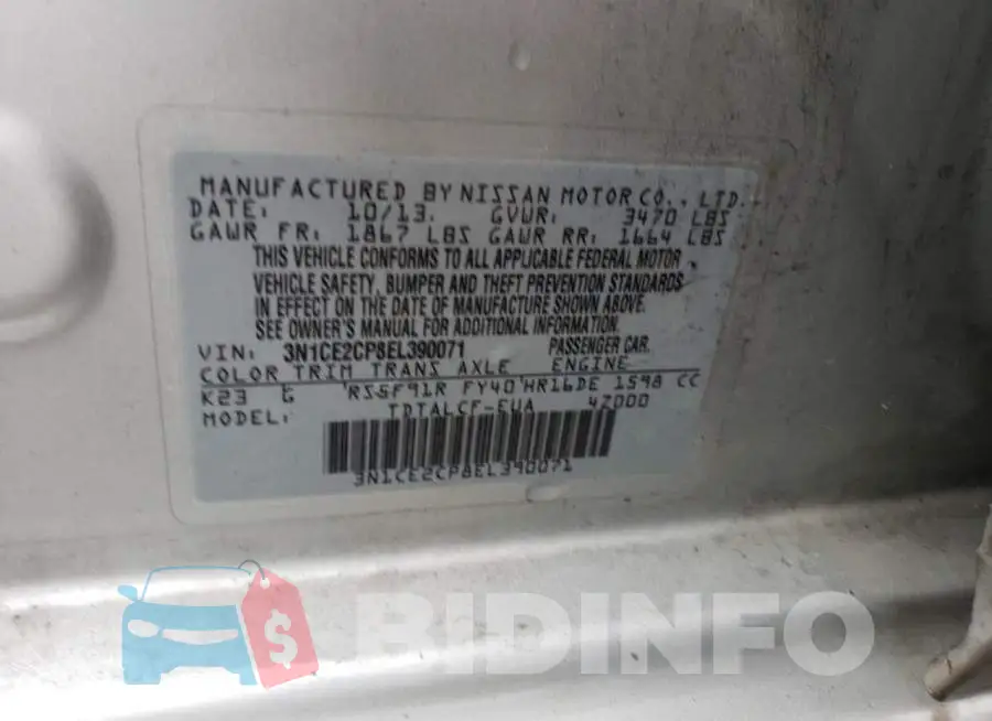 3N1CE2CP8EL390071 Photo# 12