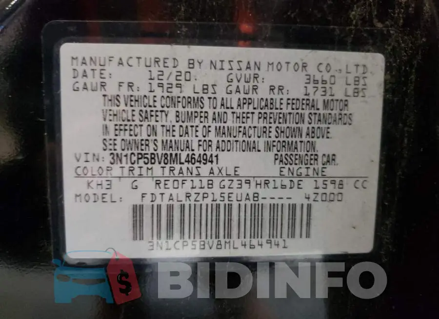 3N1CP5BV8ML464941 Photo# 12