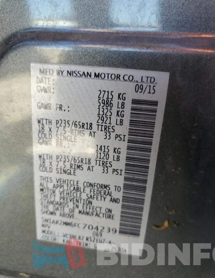 5N1AR2MM6FC704239 Photo# 12