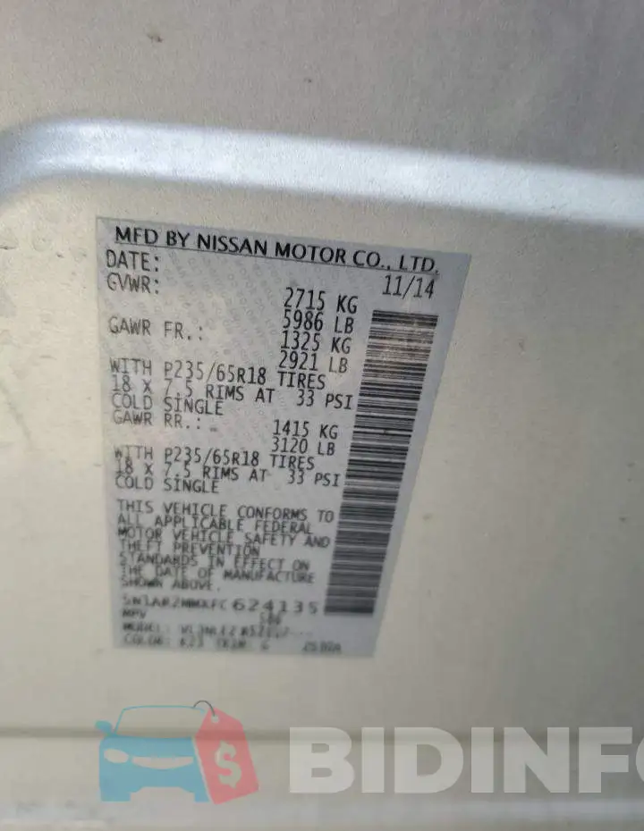 5N1AR2MMXFC624135 Photo# 12