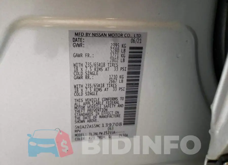 5N1AZ2AS5MC139708 Photo# 14