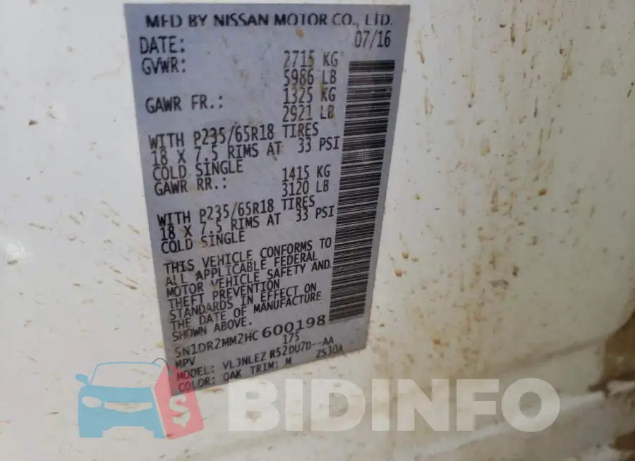 5N1DR2MM2HC600198 Photo# 14