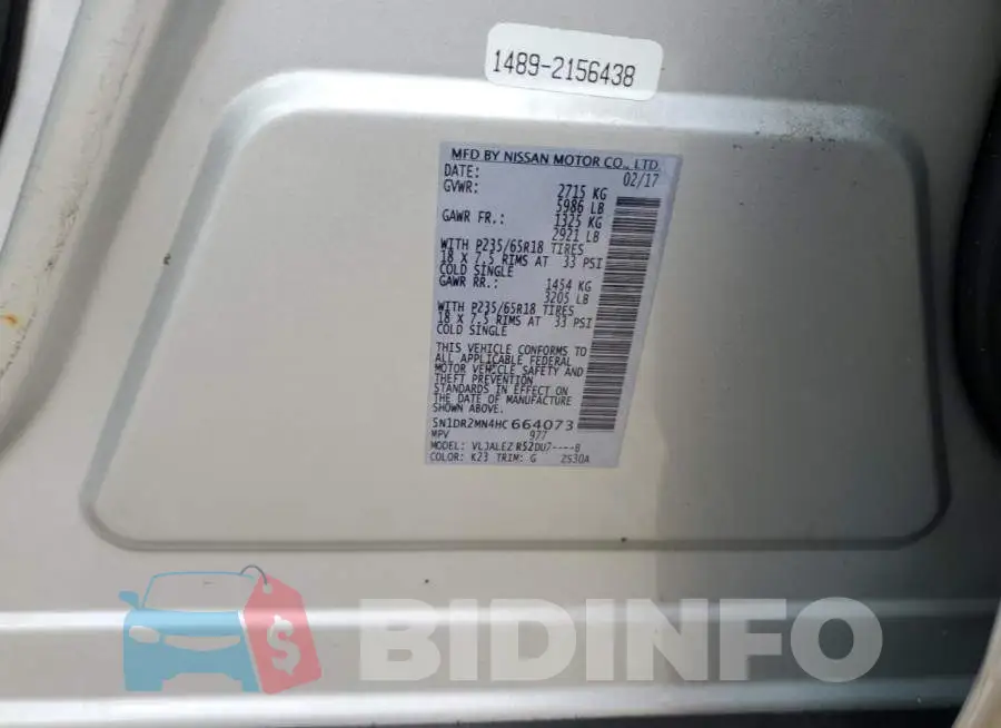 5N1DR2MN4HC664073 Photo# 13