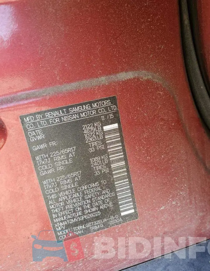 KNMAT2MV1GP626025 Photo# 13
